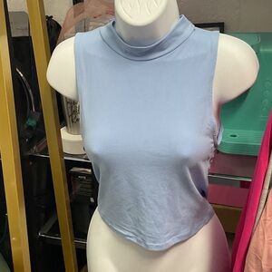 Elegant Sky Blue Sleeveless Crop Top